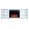 Manhattan Comfort Brighton 60" Fireplace with Glass Shelves and Media Wire Management in White