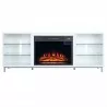 Manhattan Comfort Brighton 60" Fireplace with Glass Shelves and Media Wire Management in White - Manhattan Comfort Brighton 60" Fireplace with Glass Shelves and Media Wire Management in White
