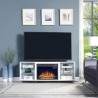 Manhattan Comfort Brighton 60" Fireplace with Glass Shelves and Media Wire Management in White