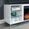 Manhattan Comfort Brighton 60" Fireplace with Glass Shelves and Media Wire Management in White - Manhattan Comfort Brighton 60" Fireplace with Glass Shelves and Media Wire Management in White