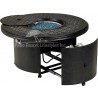 48" Windsor Series Round Fire Table With Built-In Burner Accessory - Gas Slot Opened - Lid On the Side