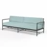 Pietra Sofa in Dupione Celeste, No Welt - Front Side Angle - Pietra Sofa in Dupione Celeste, No Welt - Front Side Angle