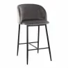Fran 26" Contemporary Fixed-Height Counter Stool in Silver Metal and Black Faux Leather by LumiSource - Set of 2 - Fran 26" Contemporary Fixed-Height Counter Stool in Silver Metal and Black Faux Leather by LumiSource - Set of 2