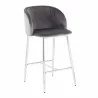 Fran 26" Contemporary Fixed-Height Counter Stool in Silver Metal and Black Faux Leather by LumiSource - Set of 2 - Fran 26" Contemporary Fixed-Height Counter Stool in Silver Metal and Black Faux Leather by LumiSource - Set of 2