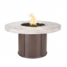 The Outdoor Plus Fresno 43" Steel and Wood Grain Fire Table Ivory finish