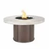 The Outdoor Plus Fresno 43" Steel and Wood Grain Fire Table Ivory finish - The Outdoor Plus Fresno 43" Steel and Wood Grain Fire Table Ivory finish