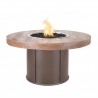The Outdoor Plus Fresno 43" Steel and Wood Grain Fire Table Oak Finish