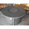 AZ Patio Heaters Cast Aluminum Round Fire Pit in Brushed Wood Finish - Lifestyle