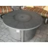 AZ Patio Heaters Cast Aluminum Round Fire Pit in Brushed Wood Finish - Lifestyle - AZ Patio Heaters Cast Aluminum Round Fire Pit in Brushed Wood Finish - Lifestyle
