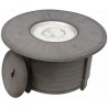 AZ Patio Heaters Cast Aluminum Round Fire Pit in Brushed Wood Finish - Front Top Opened Angle
