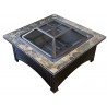AZ Patio Heaters Wood Burning Fire Pit with Square Slate Table - Front Side Angle