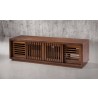 70" Contemporary Rustic TV Stand Media Console for Flat Screen and Audio Video Installations in American Red Oak with a Matte Cognac Finish - Front Side Angle
