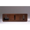 70" Contemporary Rustic TV Stand Media Console for Flat Screen and Audio Video Installations in American Red Oak with a Matte Cognac Finish - Back Angle