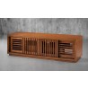 70" Contemporary Rustic TV Stand Media Console for Flat Screen and Audio Video Installations in American Red Oak with a Matte Honey Oak Finish - Front Side Angle