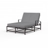 La Jolla Double Chaise in Canvas Granite w/ Self Welt - Front Side Angle