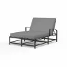 La Jolla Double Chaise in Canvas Granite w/ Self Welt - Front Side Angle - La Jolla Double Chaise in Canvas Granite w/ Self Welt - Front Side Angle