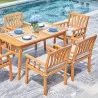 Vifah Kapalua Honey Nautical 7-Piece Wooden Outdoor Dining Set, Top Angle - Vifah Kapalua Honey Nautical 7-Piece Wooden Outdoor Dining Set, Top Angle