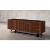 Furnitech Danielle 86" Contemporary Media/Buffet Console In A Rich Chocolate Brown Finish - angled