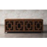 Furnitech Isabella 86" Chocolate Brown Oak Media Console Featuring A Greek Key - front