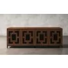 Furnitech Isabella 86" Chocolate Brown Oak Media Console Featuring A Greek Key - front - Furnitech Isabella 86" Chocolate Brown Oak Media Console Featuring A Greek Key - front