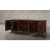 Furnitech Isabella 86" Chocolate Brown Oak Media Console Featuring A Greek Key - angled