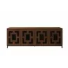 Furnitech Isabella 86" Chocolate Brown Oak Media Console Featuring A Greek Key - front - Furnitech Isabella 86" Chocolate Brown Oak Media Console Featuring A Greek Key - front