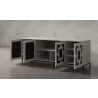Furnitech Isabella 86" Stunning Oak Media Console In A Whimsical Coastal Grey Finish - angled - Furnitech Isabella 86" Stunning Oak Media Console In A Whimsical Coastal Grey Finish - angled