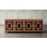 Furnitech Isabella 86" Walnut Media Console Featuring A Greek Key Pattern - front