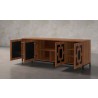 Furnitech Isabella 86" Walnut Media Console Featuring A Greek Key Pattern - angled