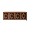 Furnitech Isabella 86" Walnut Media Console Featuring A Greek Key Pattern - front