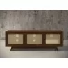 Furnitech Madelina 75" Mid-Century Modern Solid Pine Tvconsole/Sideboard With Cane Doors In A Walnut Finish - front - Furnitech Madelina 75" Mid-Century Modern Solid Pine Tvconsole/Sideboard With Cane Doors In A Walnut Finish - front