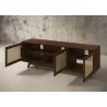 Furnitech Madelina 75" Mid-Century Modern Solid Pine Tvconsole/Sideboard With Cane Doors In A Walnut Finish - angled - Furnitech Madelina 75" Mid-Century Modern Solid Pine Tvconsole/Sideboard With Cane Doors In A Walnut Finish - angled