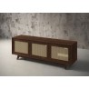 Furnitech Madelina 75" Mid-Century Modern Solid Pine Tvconsole/Sideboard With Cane Doors In A Walnut Finish - angled