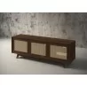 Furnitech Madelina 75" Mid-Century Modern Solid Pine Tvconsole/Sideboard With Cane Doors In A Walnut Finish - angled - Furnitech Madelina 75" Mid-Century Modern Solid Pine Tvconsole/Sideboard With Cane Doors In A Walnut Finish - angled
