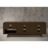 Furnitech Madelina 75" Mid-Century Modern Solid Pine Tvconsole/Sideboard With Cane Doors In A Walnut Finish - back - Furnitech Madelina 75" Mid-Century Modern Solid Pine Tvconsole/Sideboard With Cane Doors In A Walnut Finish - back
