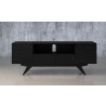 Furnitech Maxwell 78" Mid-Century Modern Oak Media Console With An Ebony Finish - front