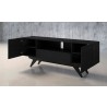 Furnitech Maxwell 78" Mid-Century Modern Oak Media Console With An Ebony Finish - angled