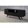 Furnitech Maxwell 78" Mid-Century Modern Oak Media Console With An Ebony Finish - angled