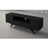 Furnitech Maxwell 78" Mid-Century Modern Oak Media Console With An Ebony Finish - angled