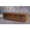 Furnitech Oliver 82" Media Console In A Rich Honey Oak Finish - angled