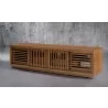 Furnitech Oliver 82" Media Console In A Rich Honey Oak Finish - angled - Furnitech Oliver 82" Media Console In A Rich Honey Oak Finish - angled