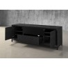 Furnitech Rafaela 86" Awesome Oak Media Console In Ebony With A Solid Steel Base - angled 