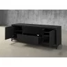 Furnitech Rafaela 86" Awesome Oak Media Console In Ebony With A Solid Steel Base - angled  - Furnitech Rafaela 86" Awesome Oak Media Console In Ebony With A Solid Steel Base - angled 