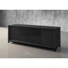 Furnitech Rafaela 86" Awesome Oak Media Console In Ebony With A Solid Steel Base - angled