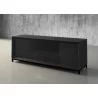 Furnitech Rafaela 86" Awesome Oak Media Console In Ebony With A Solid Steel Base - angled - Furnitech Rafaela 86" Awesome Oak Media Console In Ebony With A Solid Steel Base - angled