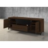 Furnitech Rafaela 86" Oak Media Console In A Rich Chocolate Brown Finish - angled