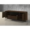 Furnitech Rafaela 86" Oak Media Console In A Rich Chocolate Brown Finish - angled - Furnitech Rafaela 86" Oak Media Console In A Rich Chocolate Brown Finish - angled