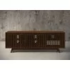 Furnitech Sophia 75" Mid-Century Modern Solid Pine Tvconsole/Sideboard With Slatted Doors In A Walnut Finish  - front - Furnitech Sophia 75" Mid-Century Modern Solid Pine Tvconsole/Sideboard With Slatted Doors In A Walnut Finish  - front