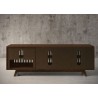 Furnitech Sophia 75" Mid-Century Modern Solid Pine Tvconsole/Sideboard With Slatted Doors In A Walnut Finish  - back