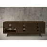 Furnitech Sophia 75" Mid-Century Modern Solid Pine Tvconsole/Sideboard With Slatted Doors In A Walnut Finish  - back - Furnitech Sophia 75" Mid-Century Modern Solid Pine Tvconsole/Sideboard With Slatted Doors In A Walnut Finish  - back
